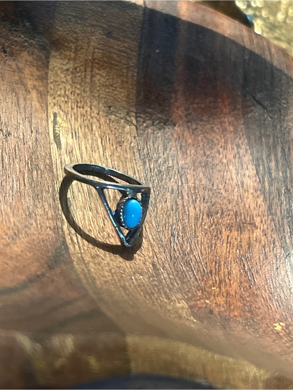 Triangle Ring with Turquoise Stone - Picture 2 of 2